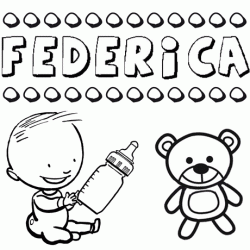 Nome Federica para pintar. Desenhos de todos os nomes para colorir