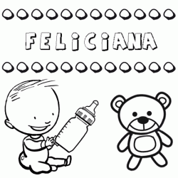 Nome Feliciana para pintar. Desenhos de todos os nomes para colorir