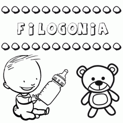 Nome Filogonia para pintar. Desenhos de todos os nomes para colorir