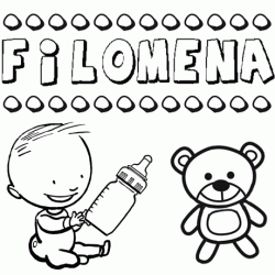 Nome Filomena para pintar. Desenhos de todos os nomes para colorir