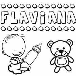 Nome Flaviana para pintar. Desenhos de todos os nomes para colorir