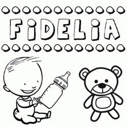 Nome Fidelia para pintar. Desenhos de todos os nomes para colorir