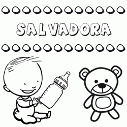 Nome Salvadora para pintar. Desenhos de todos os nomes para colorir