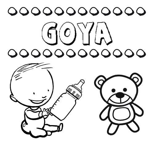 Nome Goya para pintar. Desenhos de todos os nomes para colorir