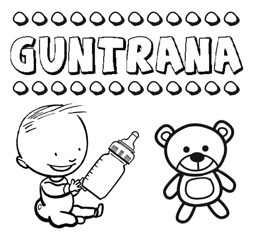 Nome Guntrana para pintar. Desenhos de todos os nomes para colorir