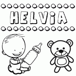 Nome Helvia para pintar. Desenhos de todos os nomes para colorir