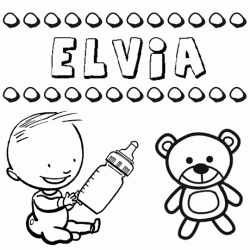 Nome Elvia para pintar. Desenhos de todos os nomes para colorir