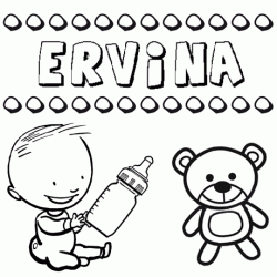 Nome Ervina para pintar. Desenhos de todos os nomes para colorir