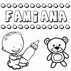 Nome Famiana para pintar. Desenhos de todos os nomes para colorir