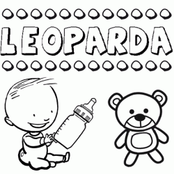 Nome Leoparda para pintar. Desenhos de todos os nomes para colorir