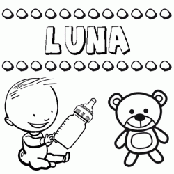 Nome Luna para pintar. Desenhos de todos os nomes para colorir