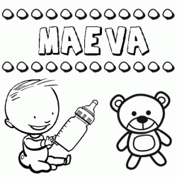 Nome Maeva para pintar. Desenhos de todos os nomes para colorir