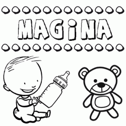 Nome Magina para pintar. Desenhos de todos os nomes para colorir
