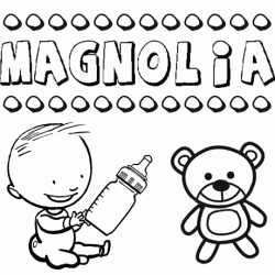 Nome Magnolia para pintar. Desenhos de todos os nomes para colorir