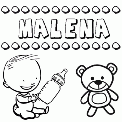 Nome Malena para pintar. Desenhos de todos os nomes para colorir
