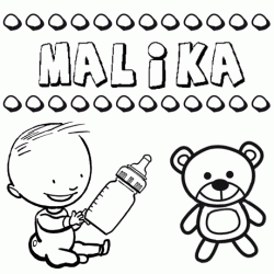 Nome Malika para pintar. Desenhos de todos os nomes para colorir