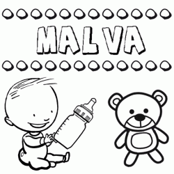 Nome Malva para pintar. Desenhos de todos os nomes para colorir