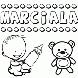 Nome Marciala para pintar. Desenhos de todos os nomes para colorir