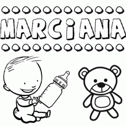 Nome Marciana para pintar. Desenhos de todos os nomes para colorir