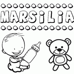 Nome Marsilia para pintar. Desenhos de todos os nomes para colorir