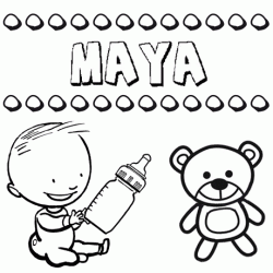 Nome Maya para pintar. Desenhos de todos os nomes para colorir