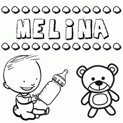 Nome Melina para pintar. Desenhos de todos os nomes para colorir