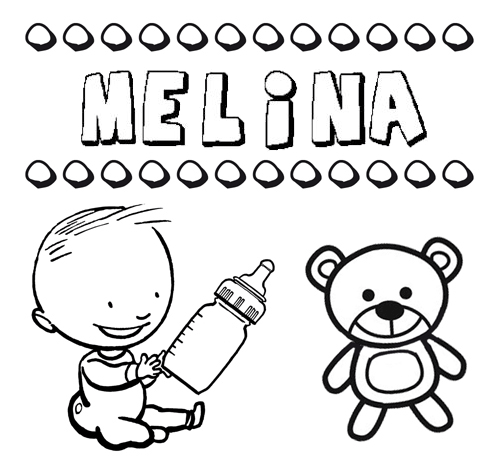 Nome Melina para pintar. Desenhos de todos os nomes para colorir