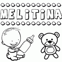 Nome Melitina para pintar. Desenhos de todos os nomes para colorir