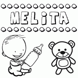 Nome Melita para pintar. Desenhos de todos os nomes para colorir