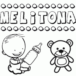 Nome Melitona para pintar. Desenhos de todos os nomes para colorir