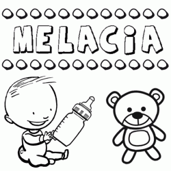 Nome Melacia para pintar. Desenhos de todos os nomes para colorir