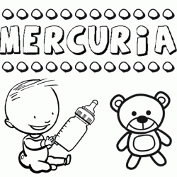 Nome Mercuria para pintar. Desenhos de todos os nomes para colorir
