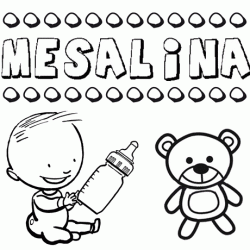 Nome Mesalina para pintar. Desenhos de todos os nomes para colorir