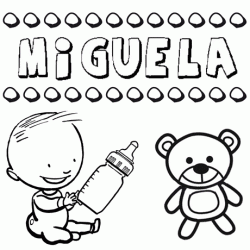 Nome Miguela para pintar. Desenhos de todos os nomes para colorir