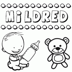 Nome Mildred para pintar. Desenhos de todos os nomes para colorir