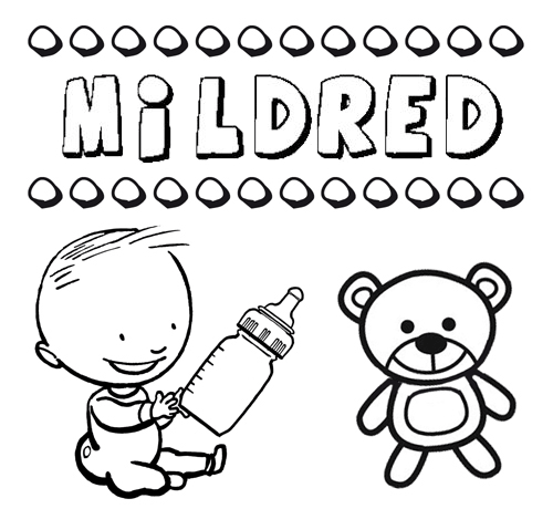 Nome Mildred para pintar. Desenhos de todos os nomes para colorir