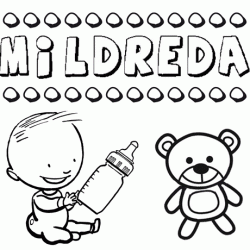 Nome Mildreda para pintar. Desenhos de todos os nomes para colorir