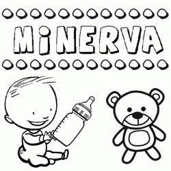 Nome Minerva para pintar. Desenhos de todos os nomes para colorir