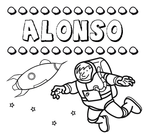 Nome Alonso para colorir. Desenhos dos nomes para pintar com as crianças