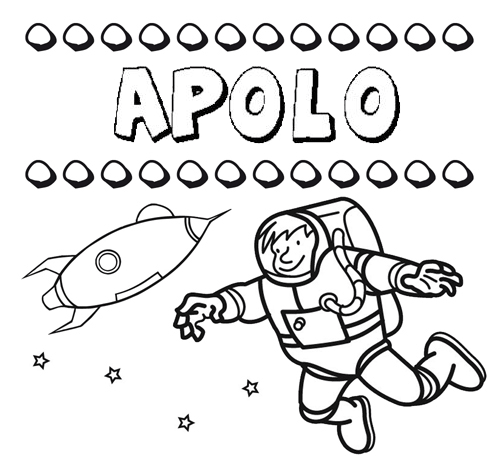 Nome Apolo para colorir. Desenhos dos nomes para pintar com as crianças