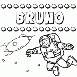 Nome Bruno para colorir. Desenhos dos nomes para pintar com as crianças