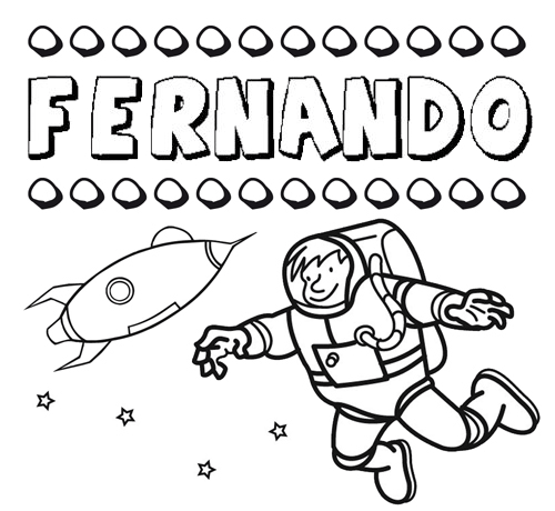 Nome Fernando para colorir. Desenhos dos nomes para pintar com as crianças