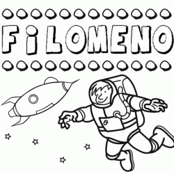 Nome Filomeno para colorir. Desenhos dos nomes para pintar com as crianças