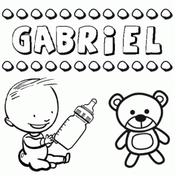 Nome Gabriel para colorir. Desenhos dos nomes para pintar com as crianças