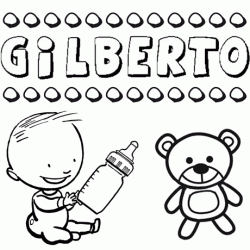 Nome Gilberto para colorir. Desenhos dos nomes para pintar com as crianças