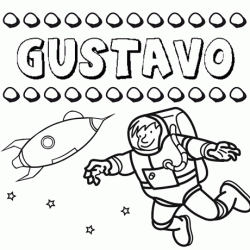 Nome Gustavo para colorir. Desenhos dos nomes para pintar com as crianças