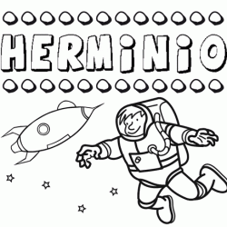 Nome Herminio para colorir. Desenhos dos nomes para pintar com as crianças