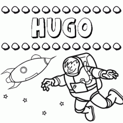 Nome Hugo para colorir. Desenhos dos nomes para pintar com as crianças