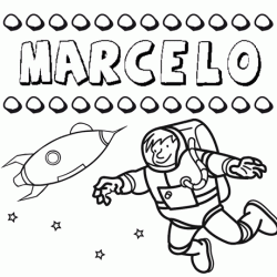 Nome Marcelo para colorir. Desenhos dos nomes para pintar com as crianças