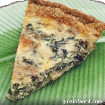 Quiche de espinafre e champignon saudável e fácil para as crianças